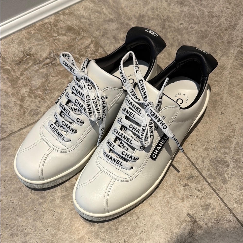 Chanel White Leather Sneakers